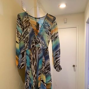 Floor length dress with belt